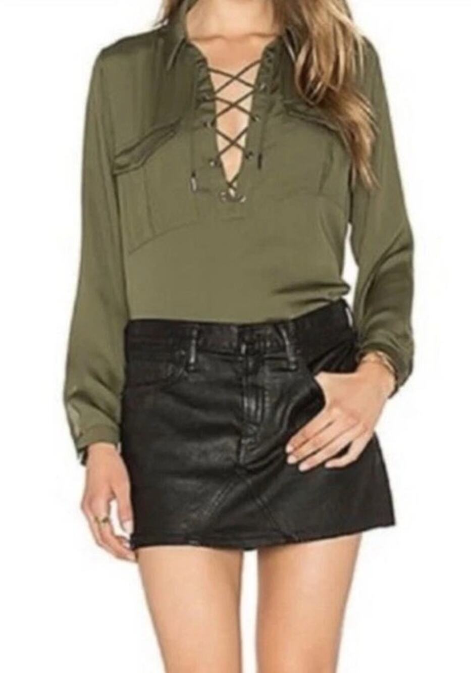 AGOLDE Los Angeles Premium Black Coated Denim Mini Skirt   Size: 27
